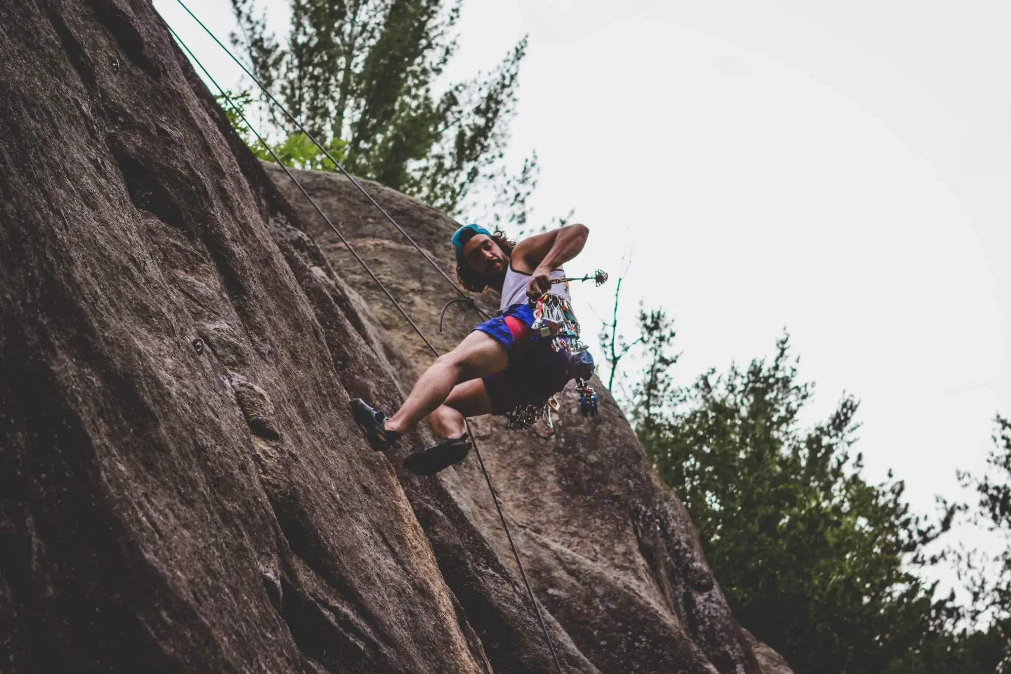 Rock climber feeling empowered