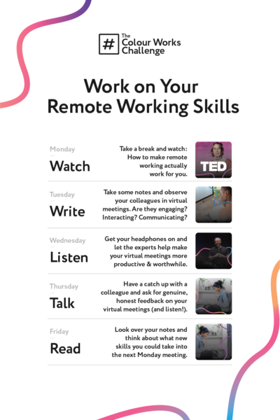 Infographic: The Remote Workers 5 Day Challenge to maximise productivity and create a more vibrant virtual working environment